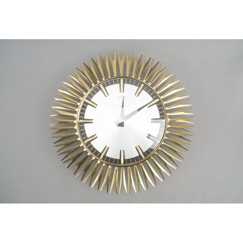 Vintage Brass Wall Clock by Electric, 1960s