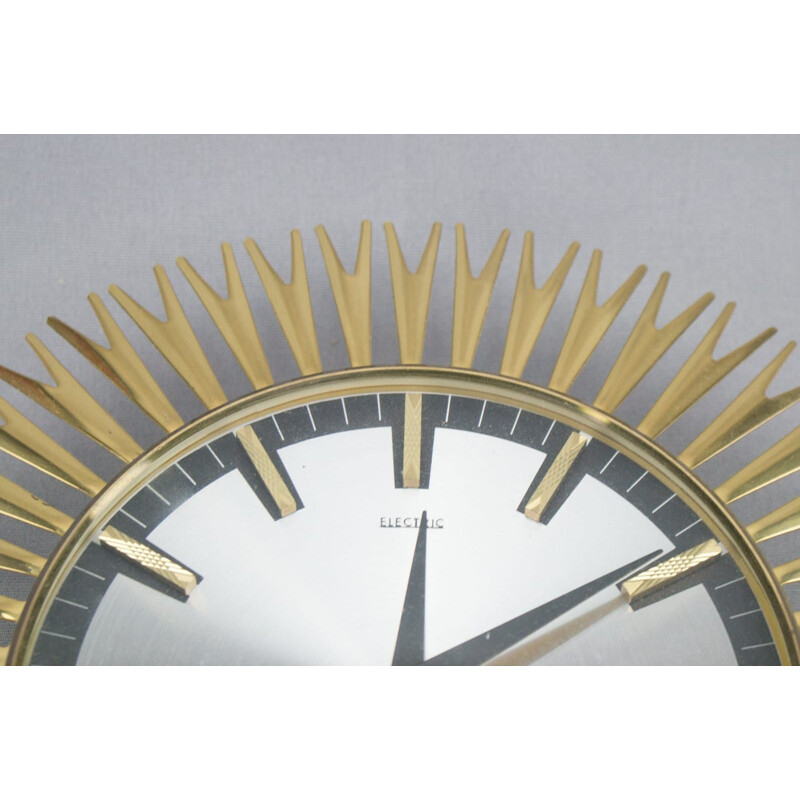 Vintage Brass Wall Clock by Electric, 1960s