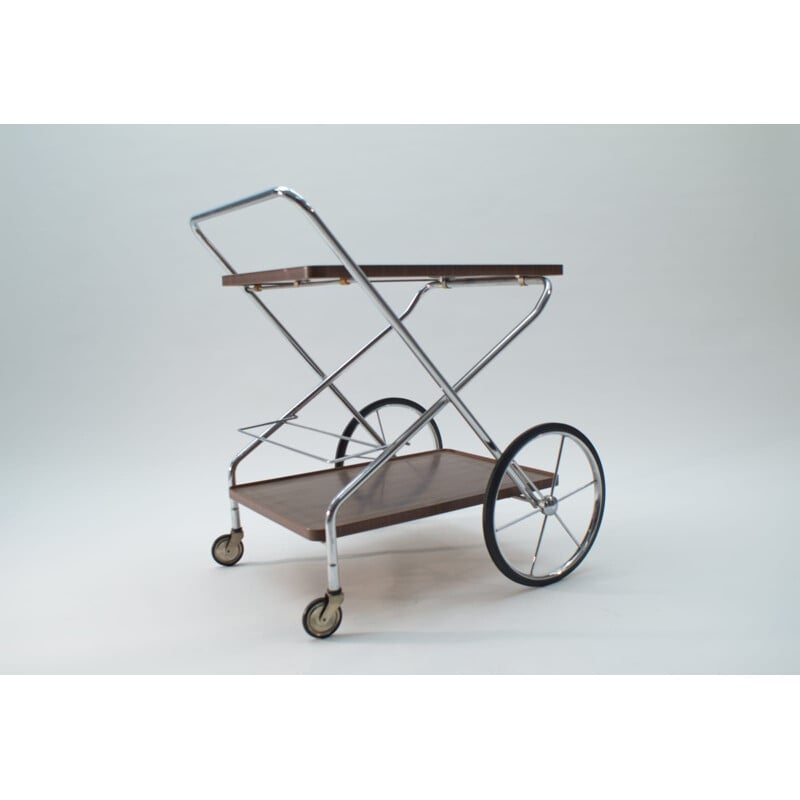 Chariot pliable vintage en chrome, 1960