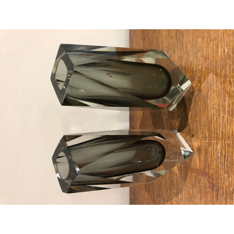 Pair of vintage Murano glass vases by Mandruzzato, 1970s