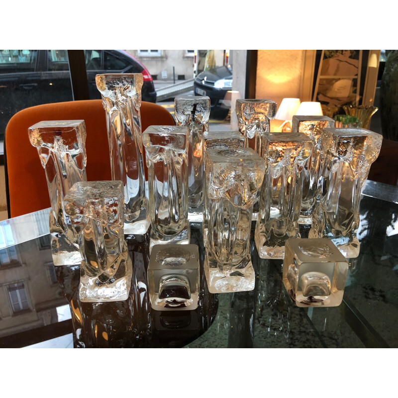 Bougeoirs vintage en verre de Murano