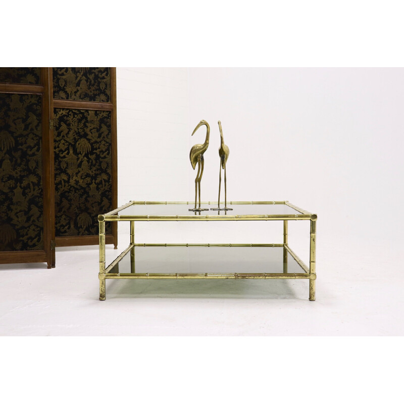 Vintage Brass and Glass Coffee Table, Italy, 1970s