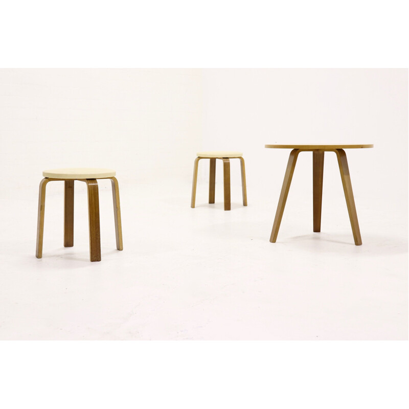 Pair of vintage wooden stools by Cor Alons for Gouda den Boer, 1950