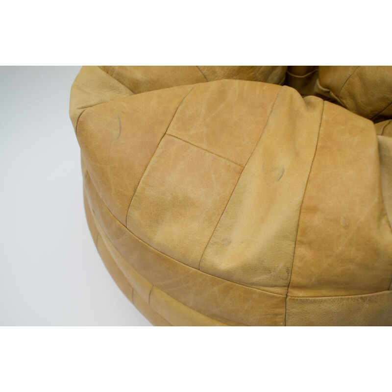 Mid-Century Swiss Cognac Leather Bean Bag from de Sede