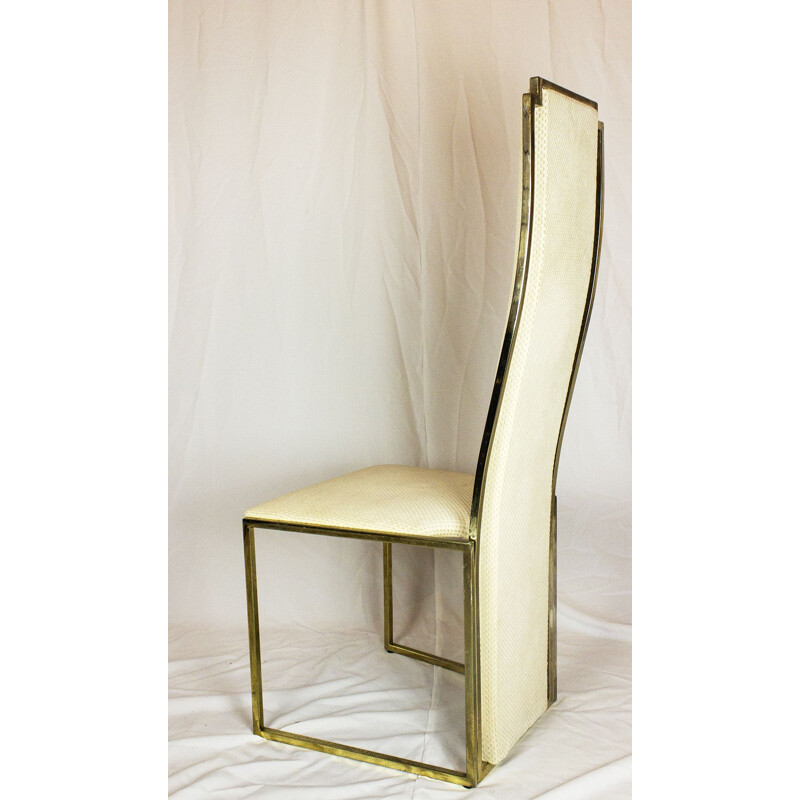 Suite van 6 vintage stoelen in messing en stof van Maison Jansen, 1970