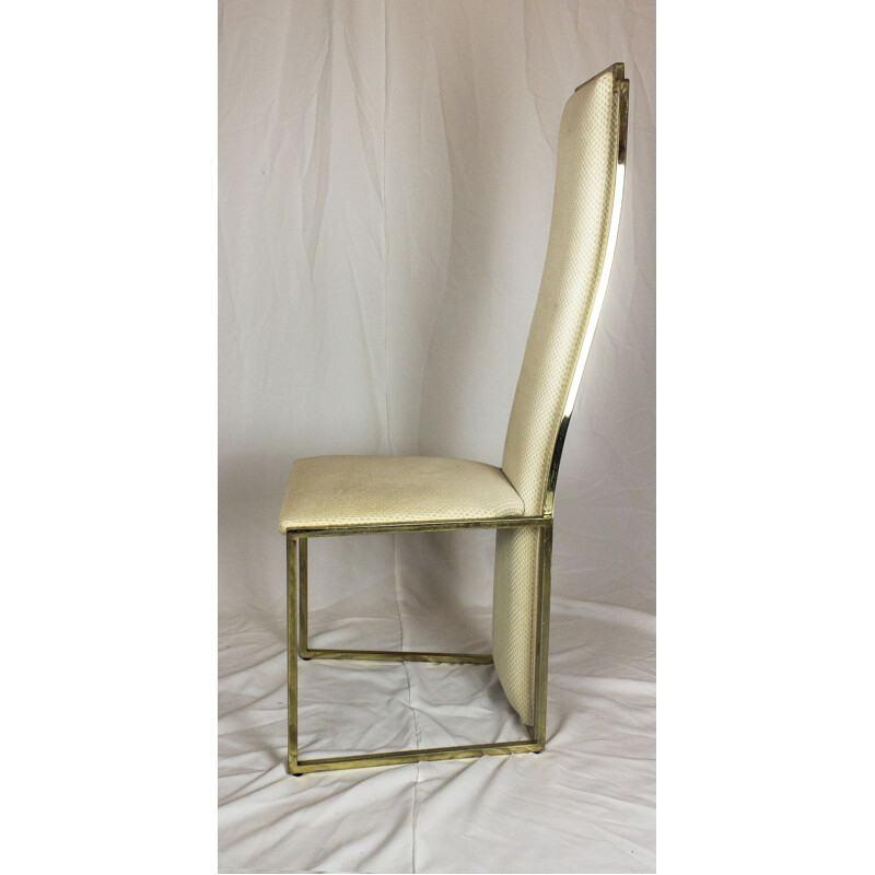 Set of 6 vintage chairs in brass and fabric from Maison Jansen, 1970s