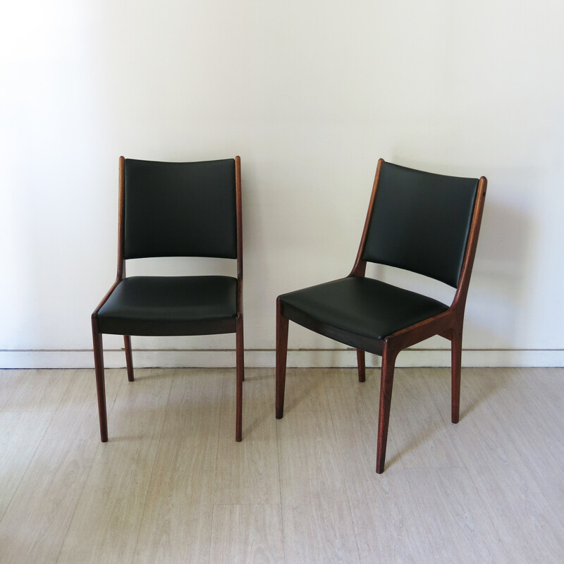 U.M. set of 6 chairs in rosewood and leatherette,  J. ANDERSEN - 1960s