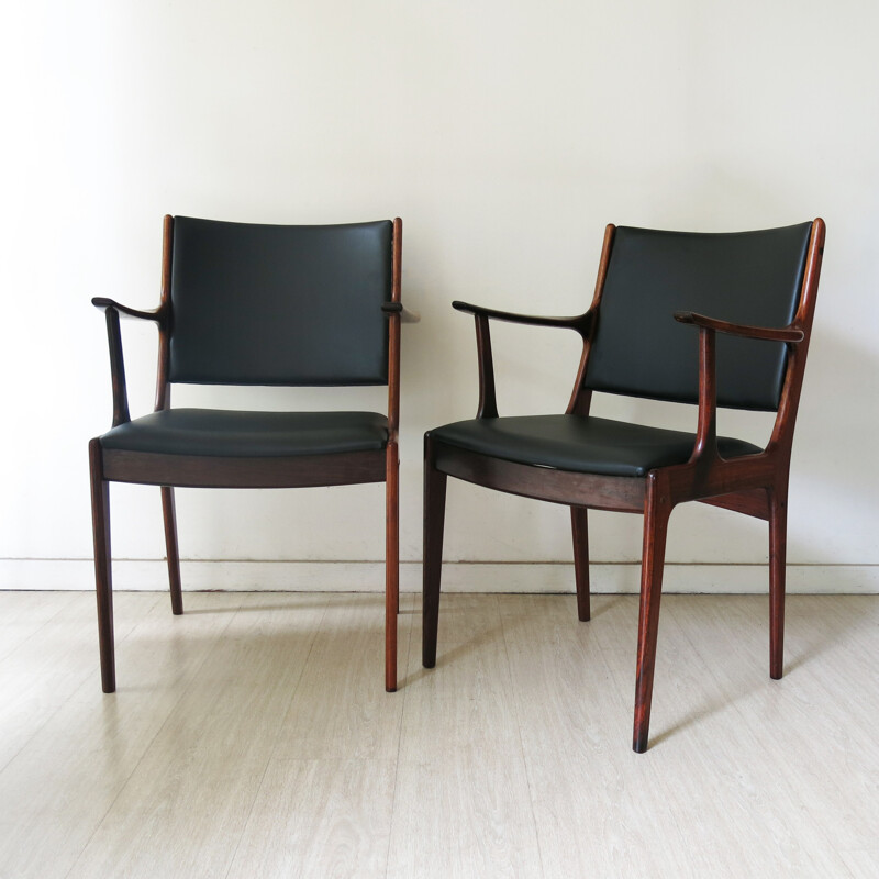 U.M. set of 6 chairs in rosewood and leatherette,  J. ANDERSEN - 1960s