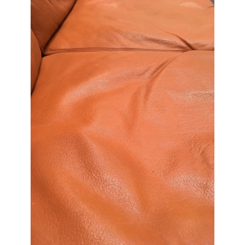 Vintage brown leather sofa by Reinhold Adolf by Cor, 1960s