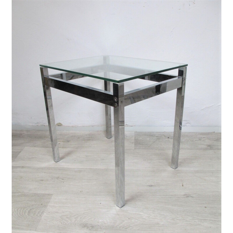 Set of Vintage Bed and glass bedside table, Italy, 1960s