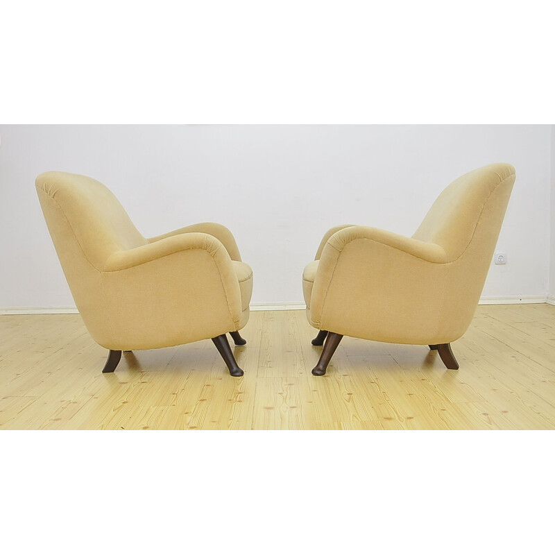 Vintage living Room Set sofa & armchairs by Berga Möbler, 1940s