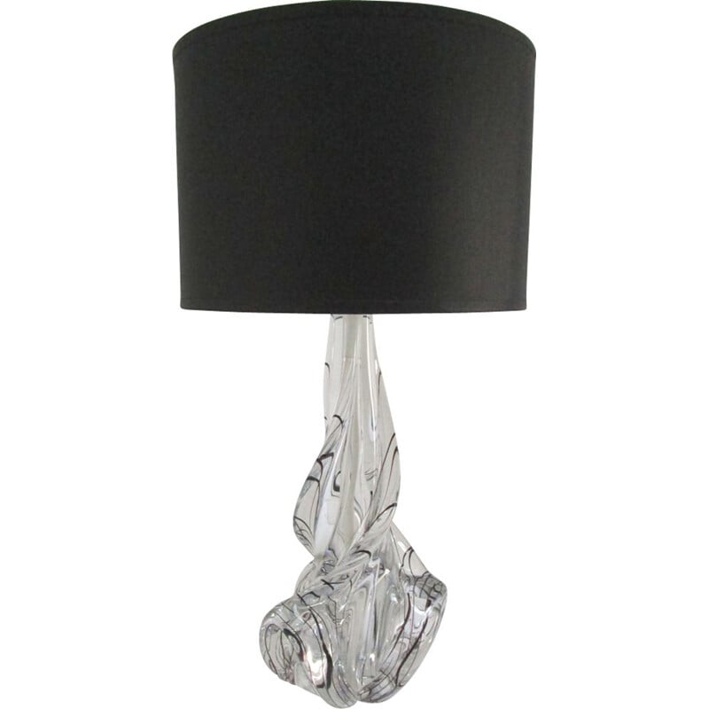 Vintage crystal lamp with black threads by JB France, 1960