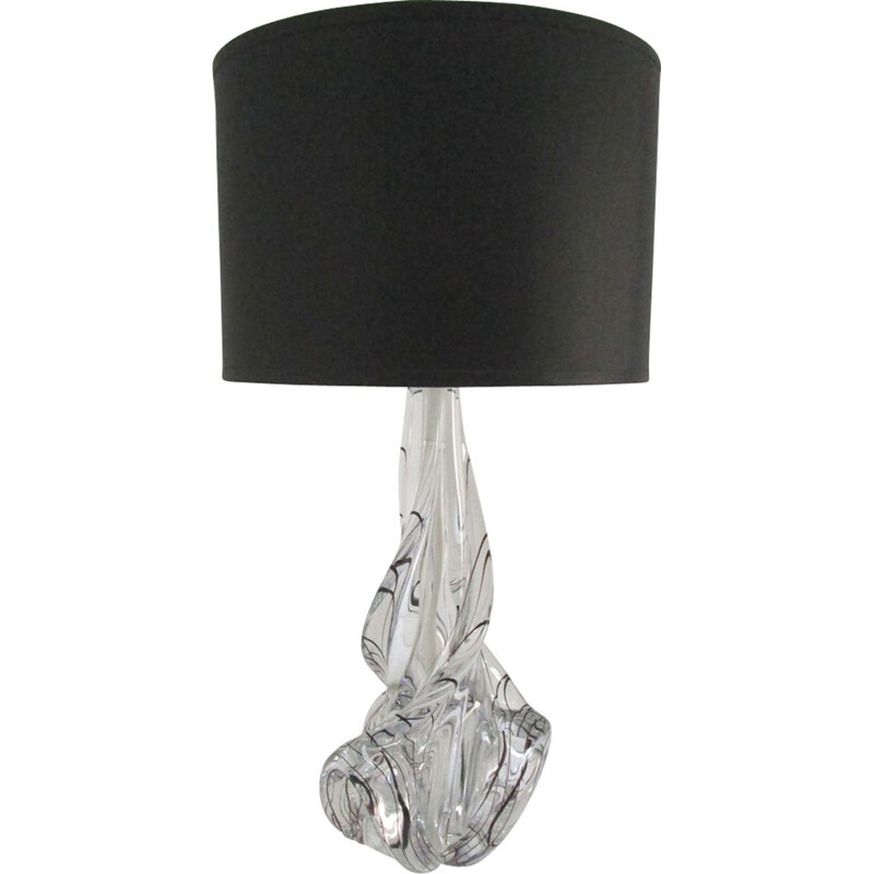 Vintage crystal lamp with black threads by JB France, 1960