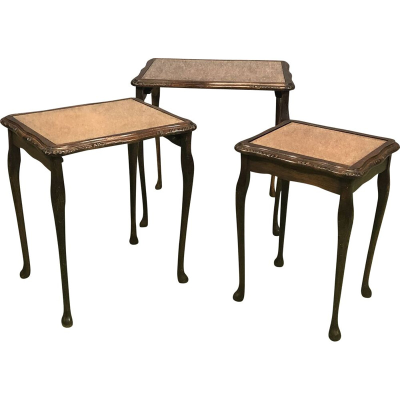 Set of 3 vintage mahogany nesting tables, 1950s