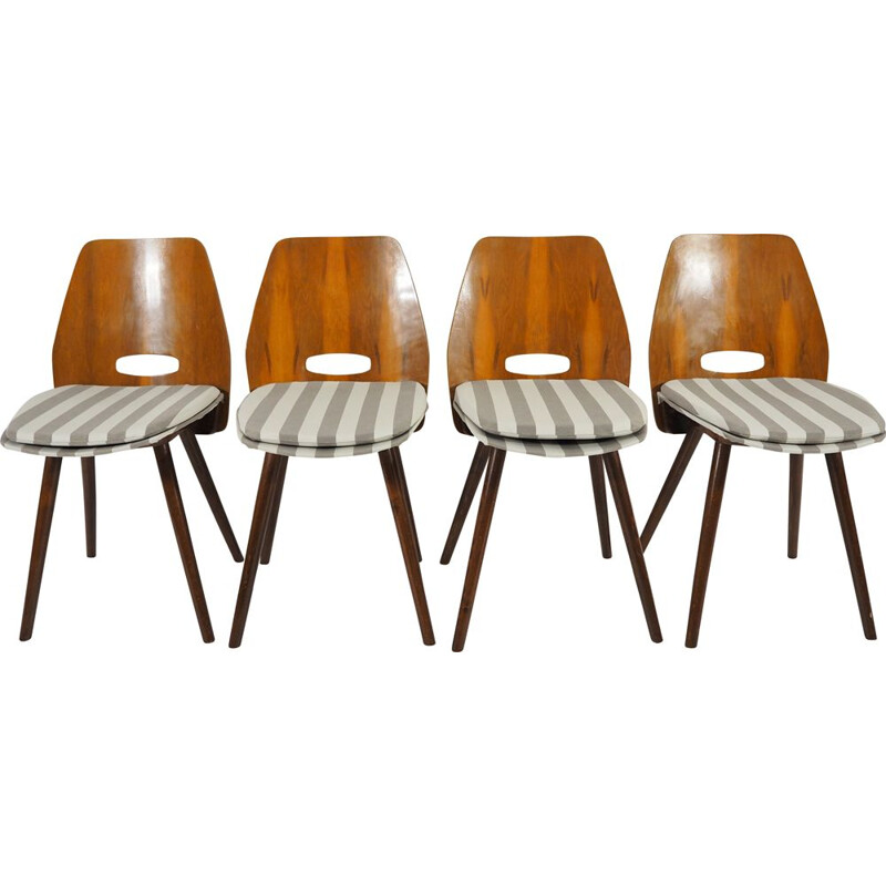 Set of 5 vintage Chairs and dining table from Tatra Nábytok, 1960s 