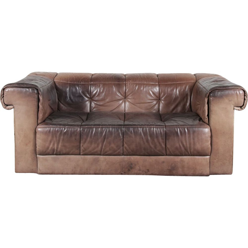 Vintage brown leather sofa, 1970s