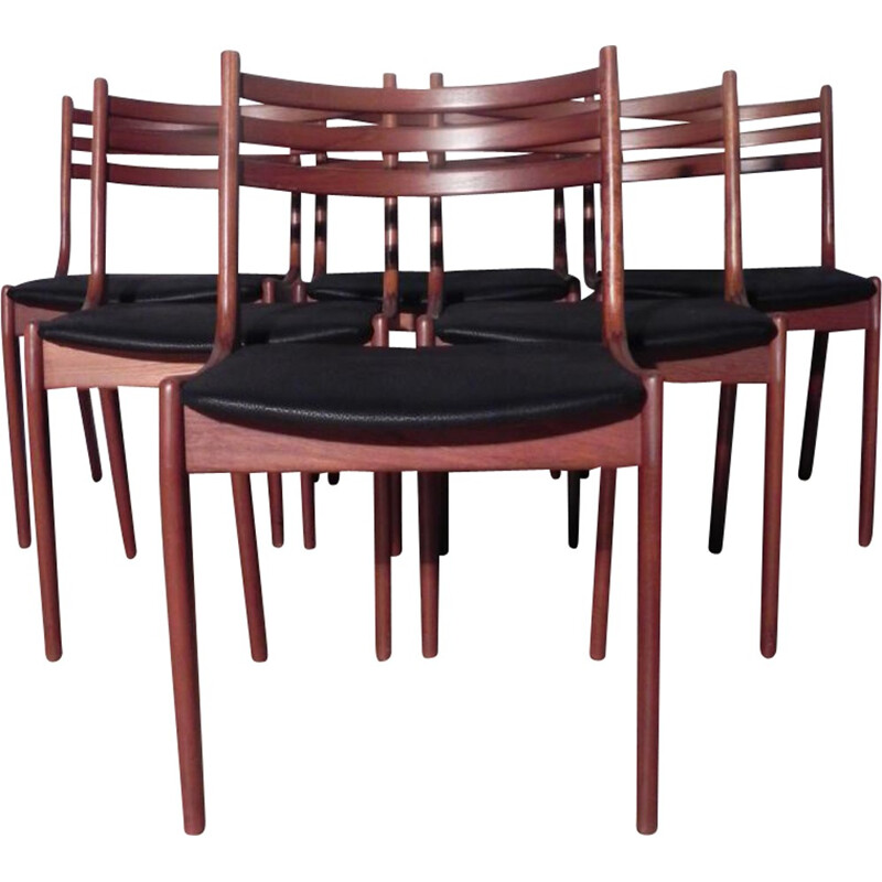 KS Mobelfabrik set of 6 vintage Scandinavian chairs in teak, Kai KRISTIANSEN - 1960s