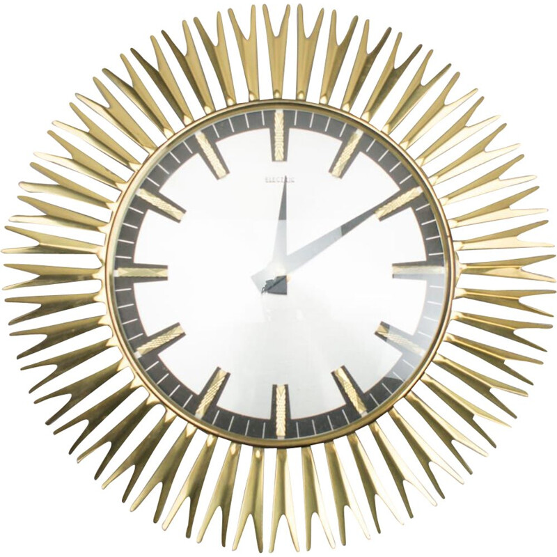 Vintage Brass Wall Clock by Electric, 1960s