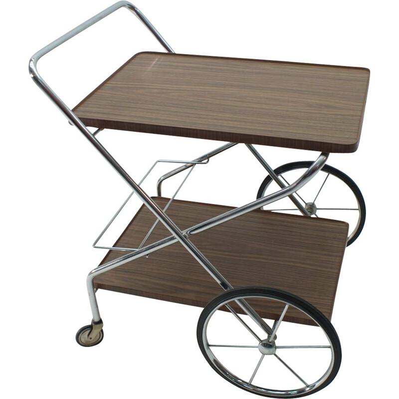 Carrello pieghevole vintage in cromo, 1960