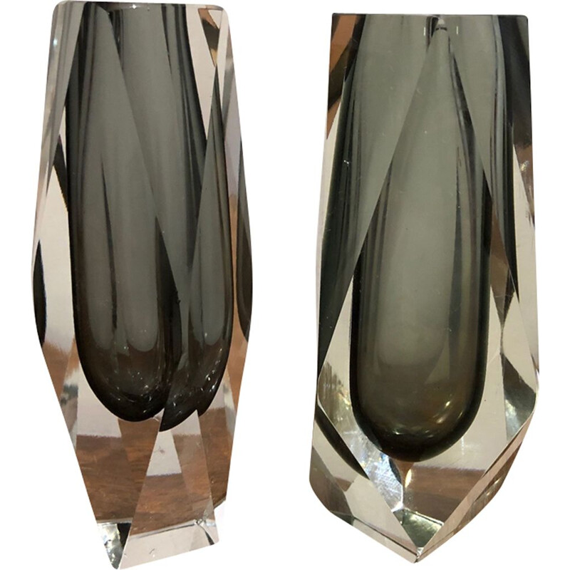 Pair of vintage Murano glass vases by Mandruzzato, 1970s