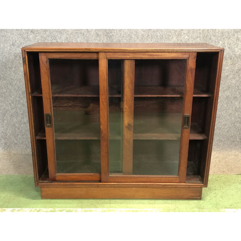 Vintage mahogany showcase with sliding doors