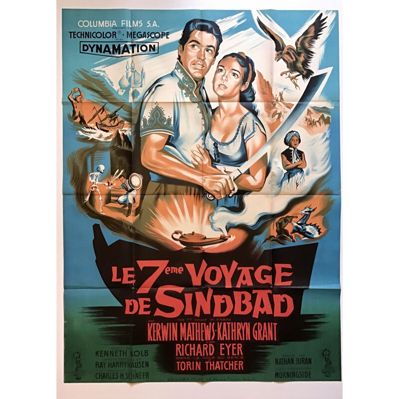 Original vintage French poster The 7th Journey of Sindbad, 1958