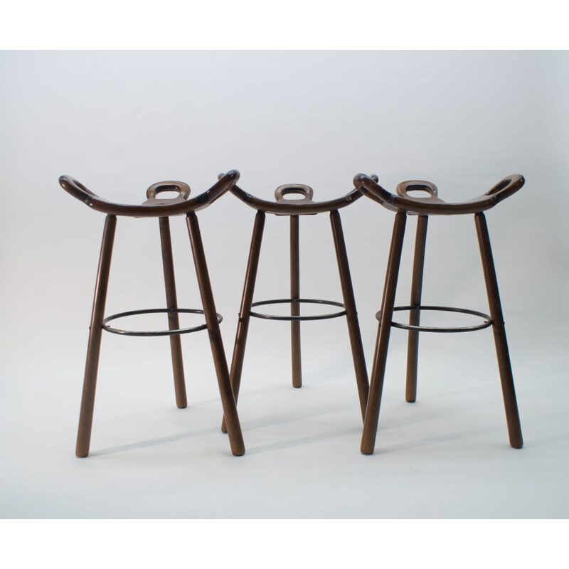 Set of 3 vintage Spanish Marbella Bar Stools