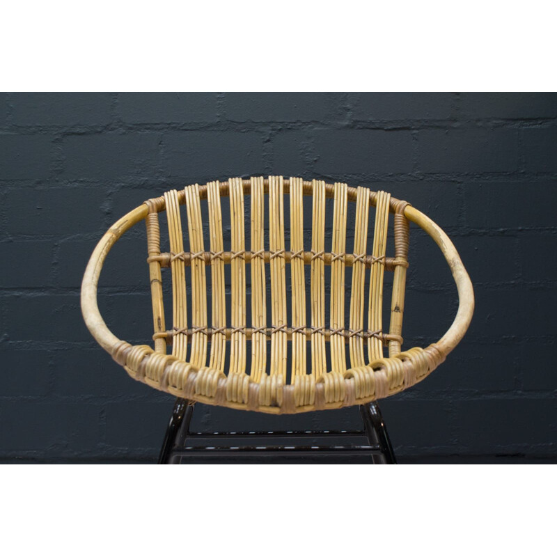 Vintage Italian Rattan and Bamboo Armchair, 1950s