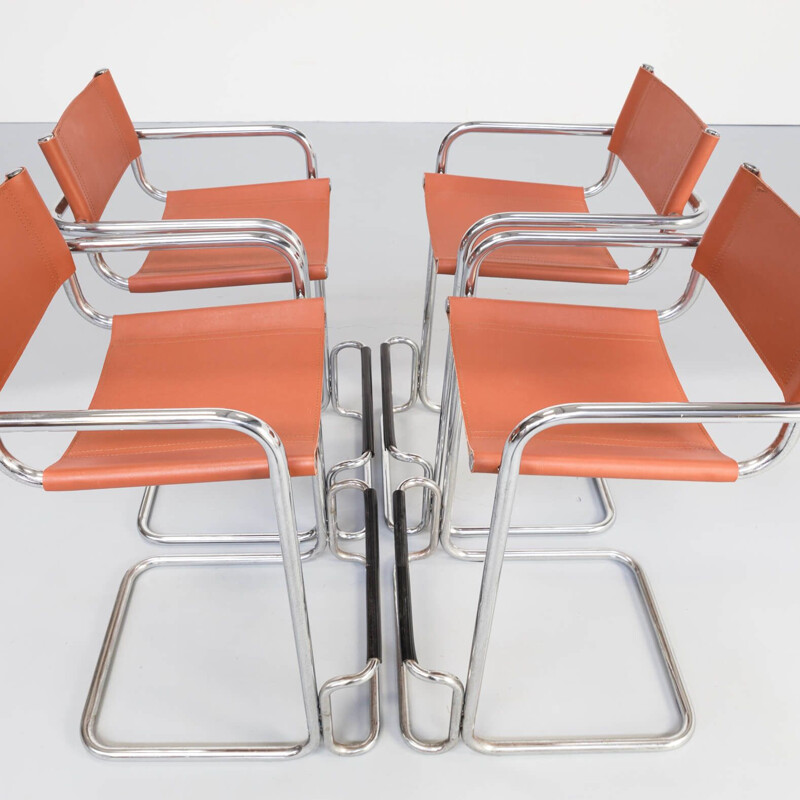 Set of 4 vintage Mart Stam bauhaus stools, 1970