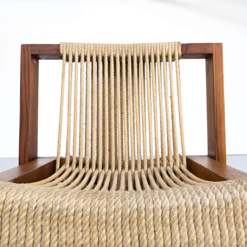 50s Rope chair in pine wood