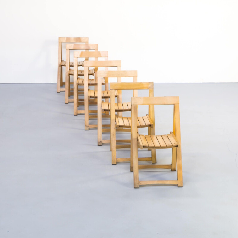 Set of 7 folding chairs by  Aldo Jacober for Alberto Bazzani, 1960
