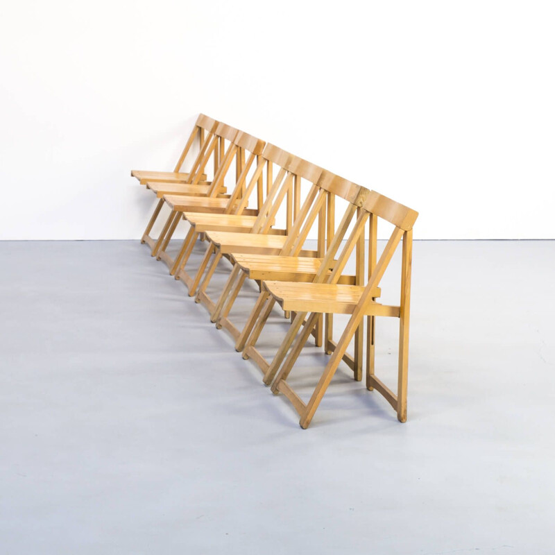 Set of 7 folding chairs by  Aldo Jacober for Alberto Bazzani, 1960