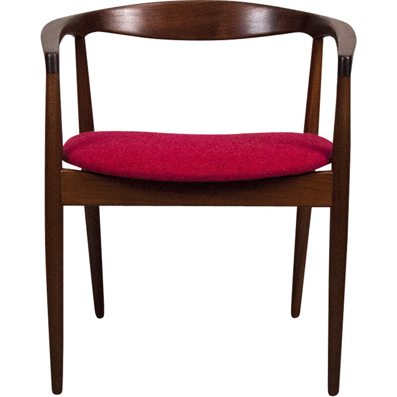 Vintage "troja" round chair in teak and wool , Kai KRISTIANSEN - 1960s