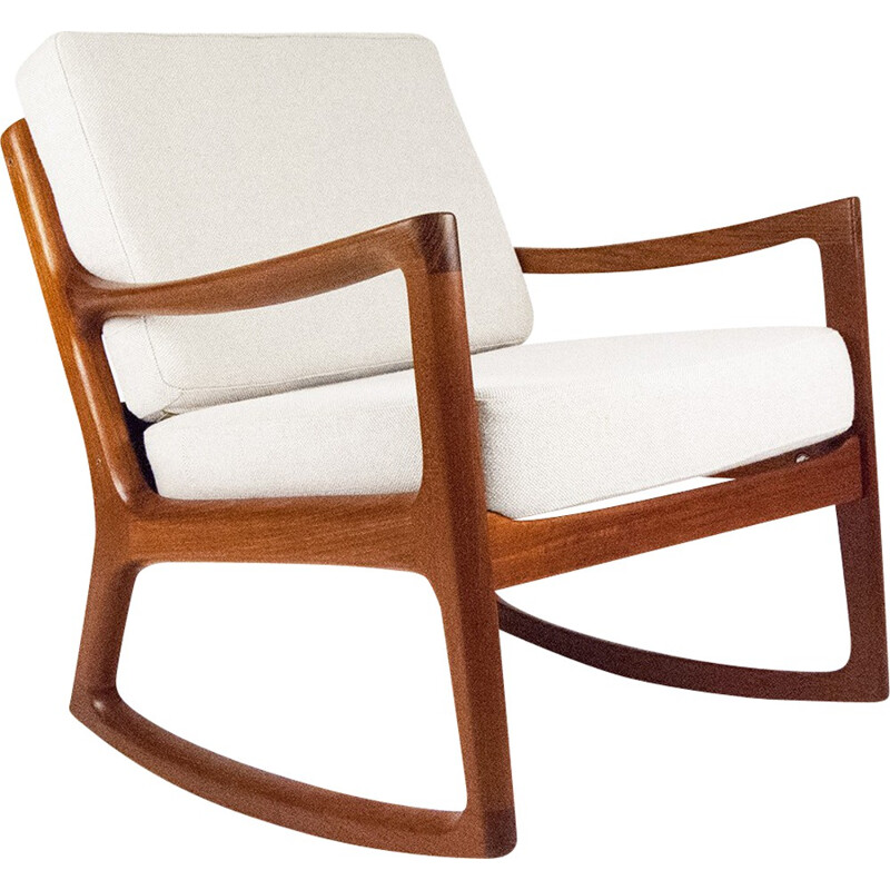 Cado Danish rocking armchair in teak and fabric, Ole WANSCHER - 1960s