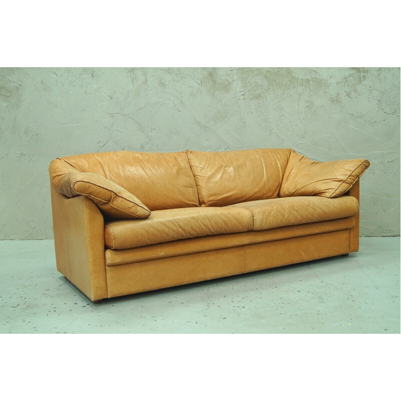 Vintage Swedish Aniline Leather Sofa from IRE AB Skillingaryd Mobel, 1970s