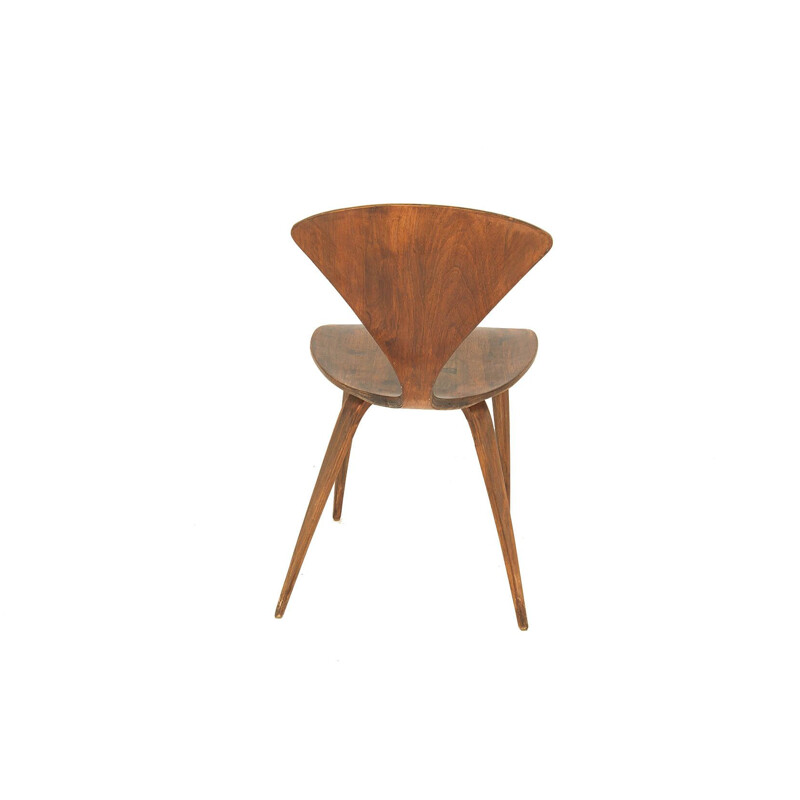 Norman Cherner vintage walnut chair by Plycraft