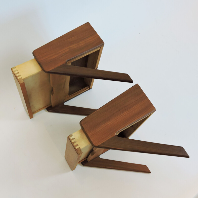 Mid-Century Danish Teak and Oak Night Stands from Ølholm Møbelfabrik, 1960s, Set of 2