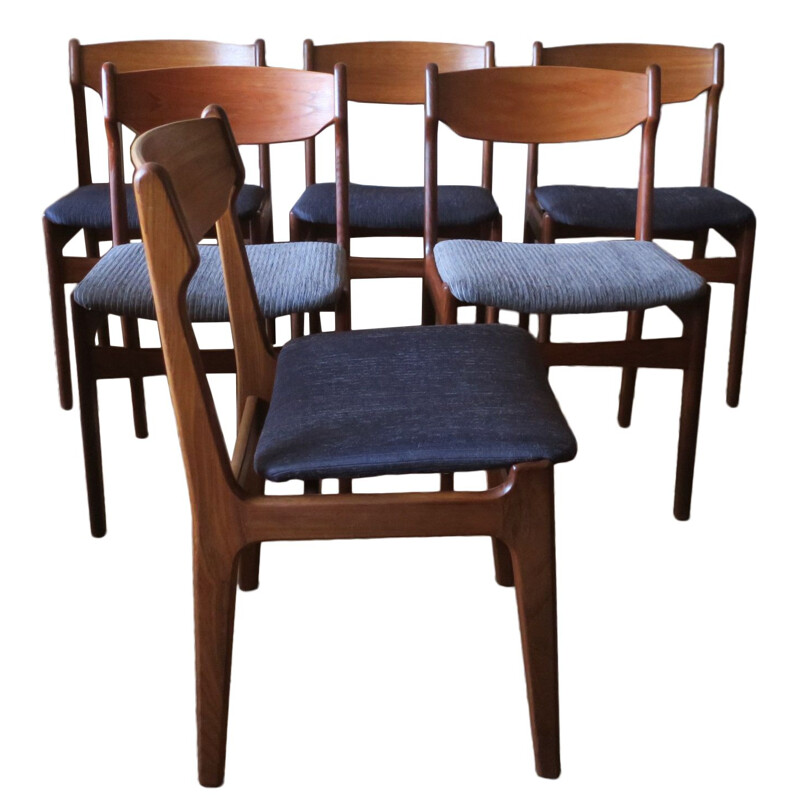 Vintage set of 6 Dining Chairs in teak by Erik Buch
