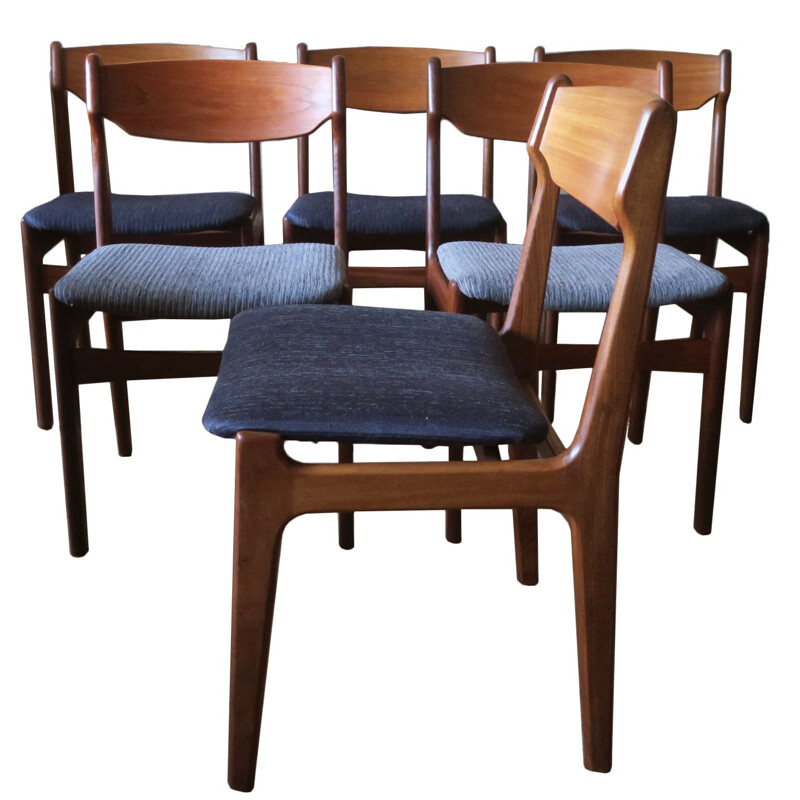 Vintage set of 6 Dining Chairs in teak by Erik Buch