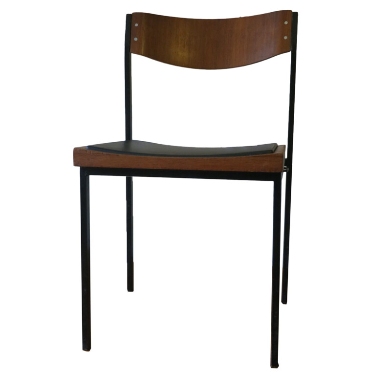 Set van 2 vintage stoelen van teakhout en metaal, 1960