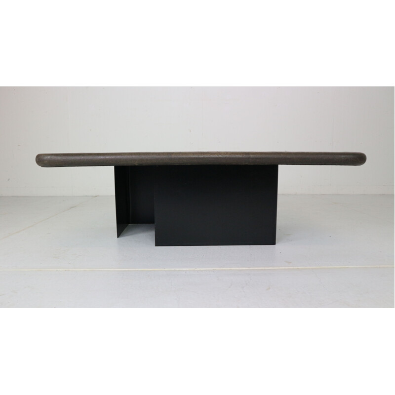 Brutalist Paul Kingma One-Off Artwork Stone & Brass Coffee Table, 1990 Holland