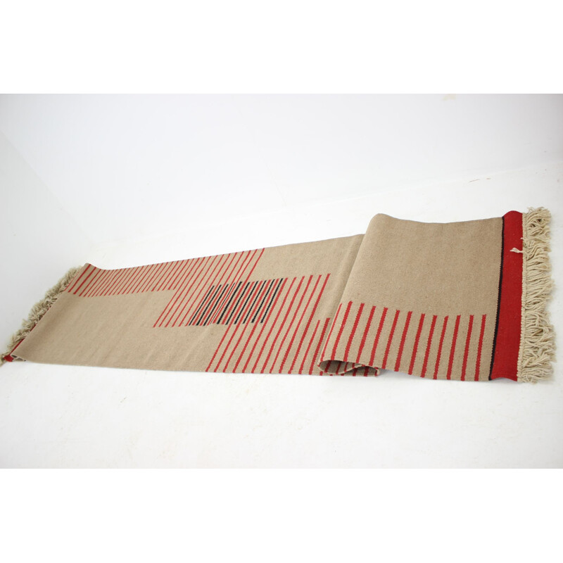 Vintage modernist geometric abstract rug, 1960