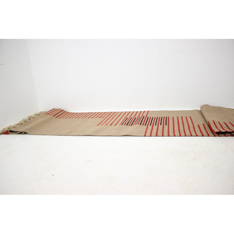 Tapis vintage moderniste géométrique abstrait, 1960