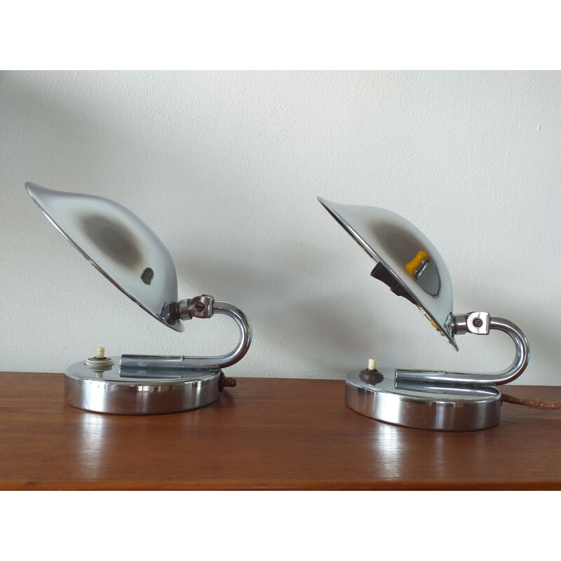 Pair of vintage Bauhaus, Art Deco, Table lamps, Napako, Josef Hurka, Functionalism, 1930