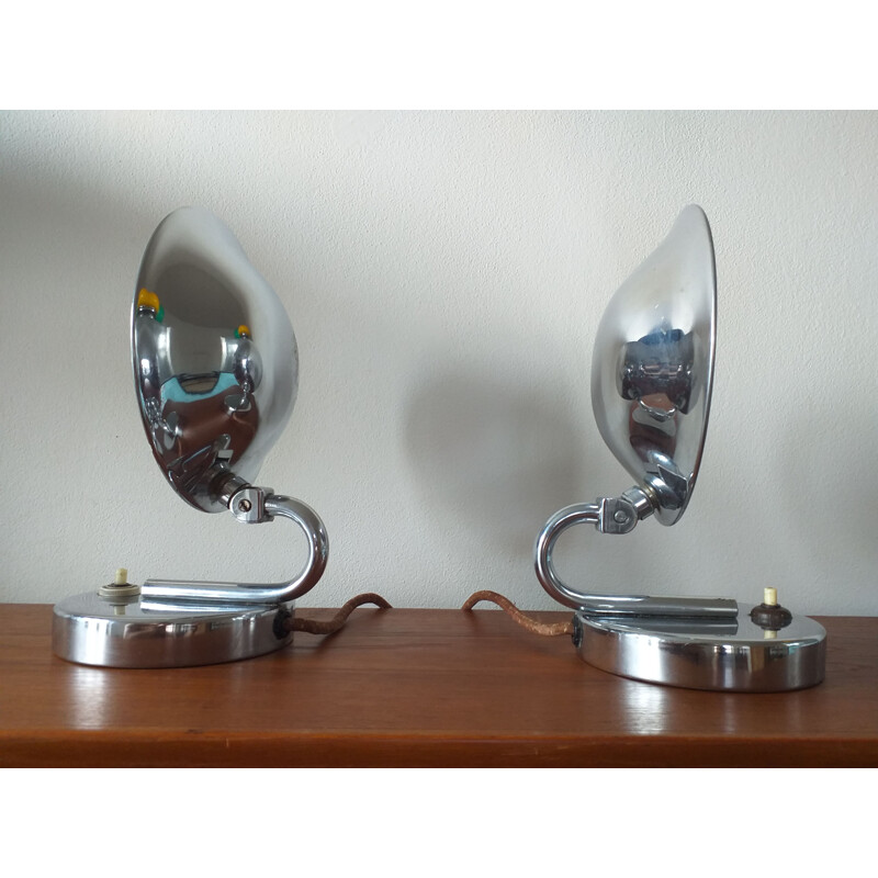 Pair of vintage Bauhaus, Art Deco, Table lamps, Napako, Josef Hurka, Functionalism, 1930