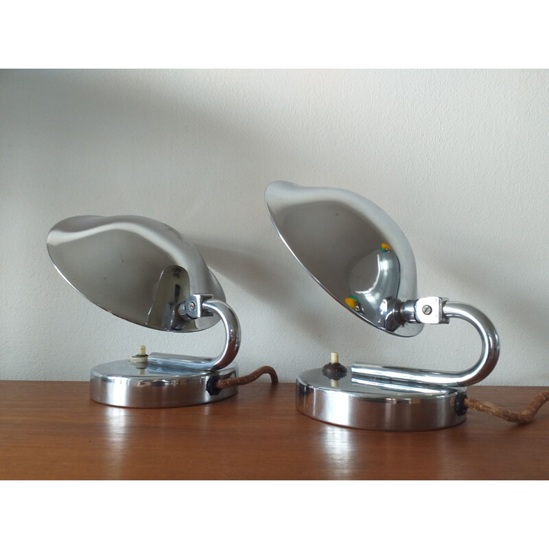 Pair of vintage Bauhaus, Art Deco, Table lamps, Napako, Josef Hurka, Functionalism, 1930