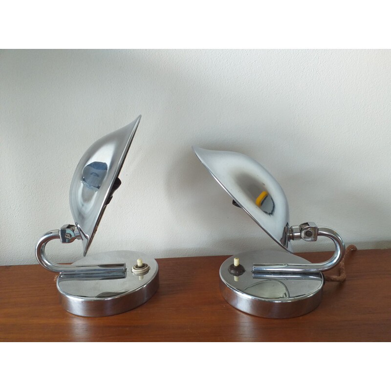 Pair of vintage Bauhaus, Art Deco, Table lamps, Napako, Josef Hurka, Functionalism, 1930