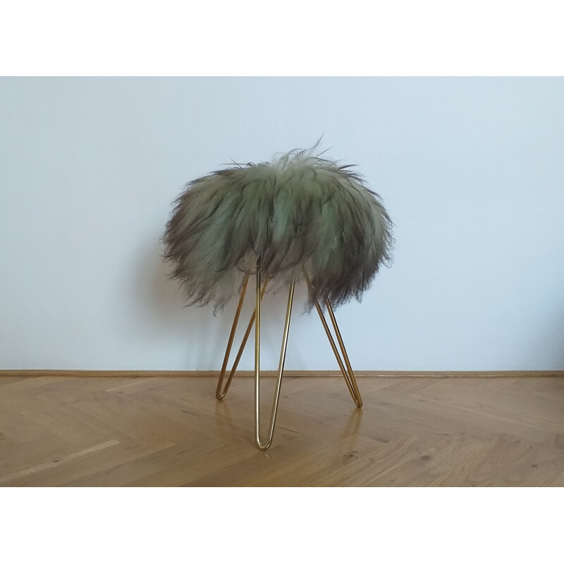 Vintage Tripod Tabouret or Stool Hair, France, 1970