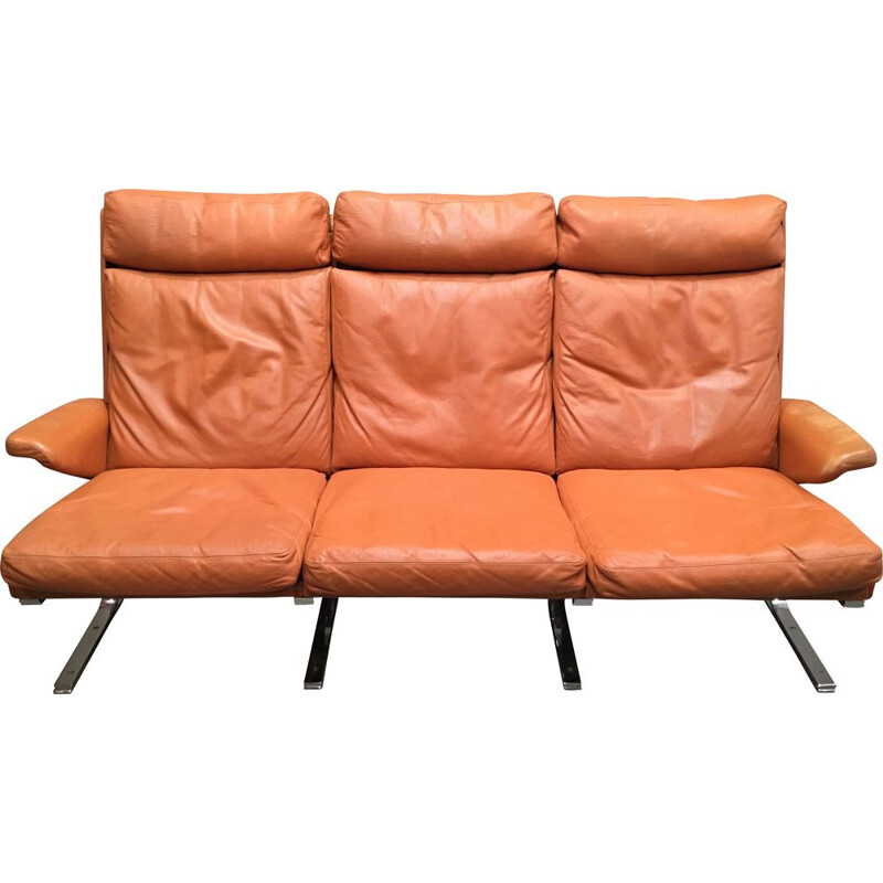 Vintage brown leather sofa by Reinhold Adolf by Cor, 1960s