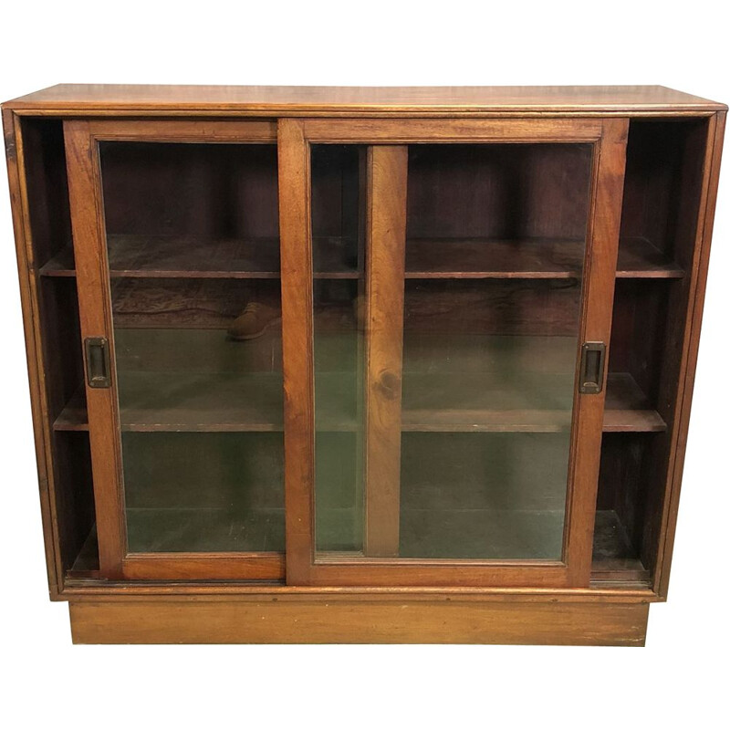 Vintage mahogany showcase with sliding doors